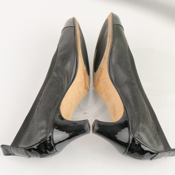 VTG Anyi Lu Womens Pump Size 38.5 8.5 Black Leather Kitten Heel Dress Shoe Comfy - Picture 6 of 12